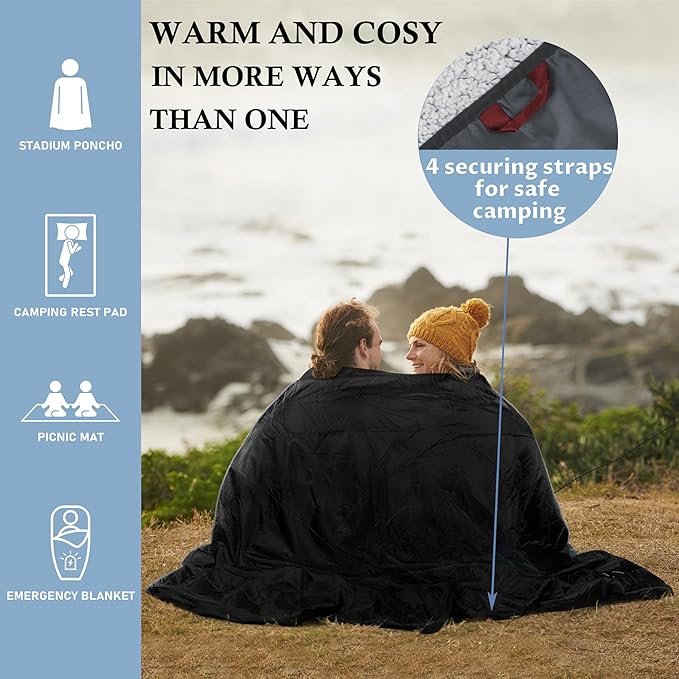 Solaris Stadium Outdoor Blanket, 60” x 80” Super Warm Soft Water-Resistant Camping Picnic Blanket for Outdoor Sport, Packable Windproof Emergency Blanket for Car Couch, Outdoor Ideal Gift