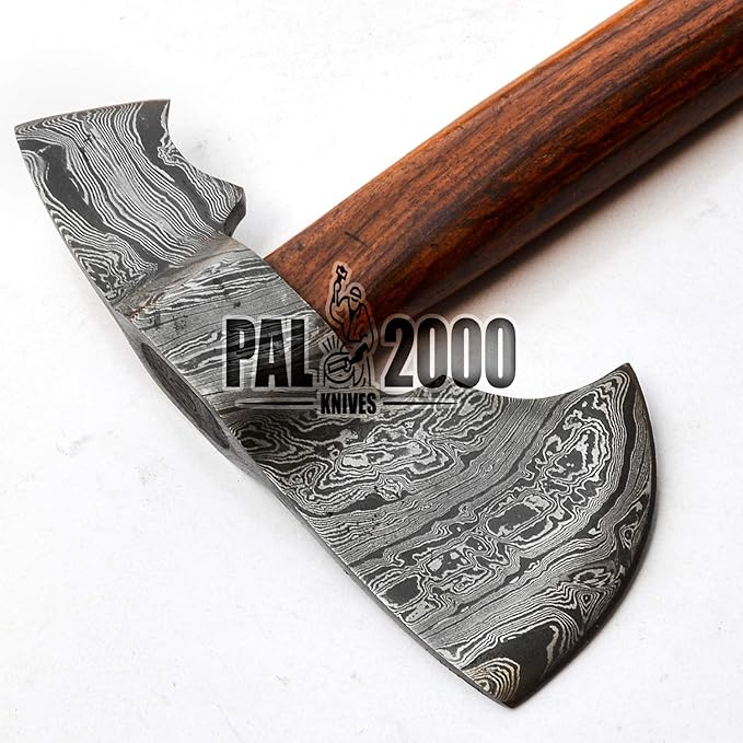 AX-9810 Custom Handmade Viking Hatchet Axe Damascus Steel Bearded Axe Camping Tomahawk Battle Axe with Sheath