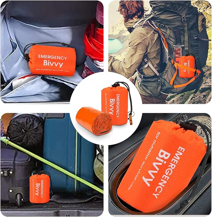 Emergency Sleeping Bag, Survival Sleeping Bag, Survival Bivouac Bag, First Aid Rescue Blankets, Waterproof Emergency Blanket, Warm Tube Tent, Ultralight, Heat Repellent, Cold Protection, Rescue Tent