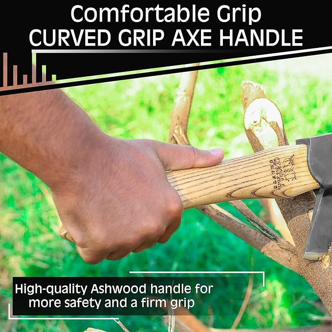 Hand Forged Hatchet Axe with Sheath AX1 - Bushcraft Hatchet Camping Small Forest Axe Survival Hatchet Carving Axe for Chopping Wood - Camp Splitting Axe Gardening Axes Wood Cutting Axe (Carving Axe)