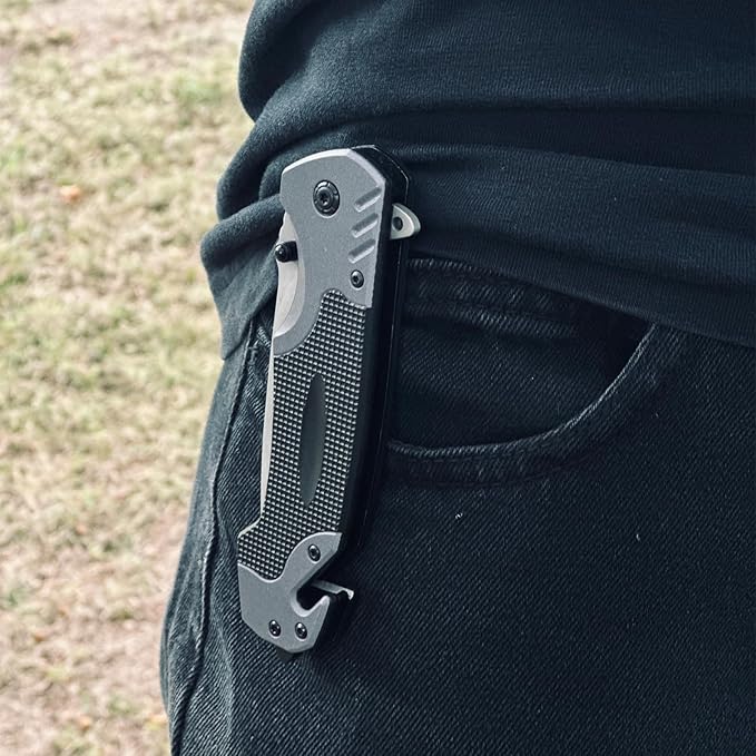 functional folding knife plasticsHandle for Outdoor, Tactical, Survival ＆ EDC Size: Blade: 3.7inch total length 9inch.