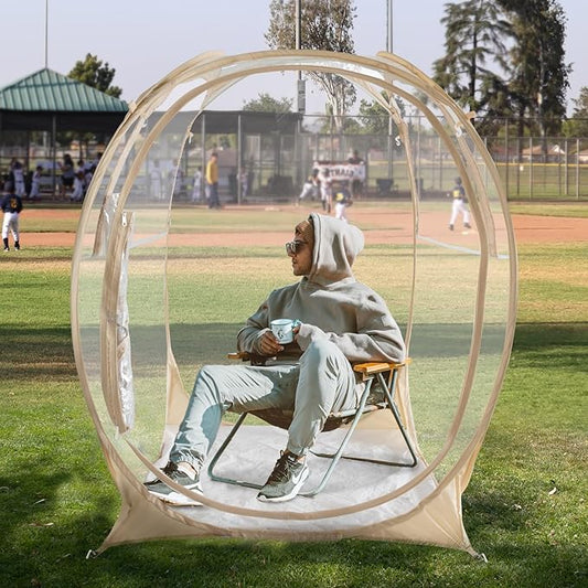 EighteenTek Pod All Weather Sports Tent with Sealed Floor - Instant Tent Shelter - Outdoor Bubble Tent - Rain Tent Camping Sun Shelter Pop Up Clear, Patent Pending for Sports Events Fishing Cheering