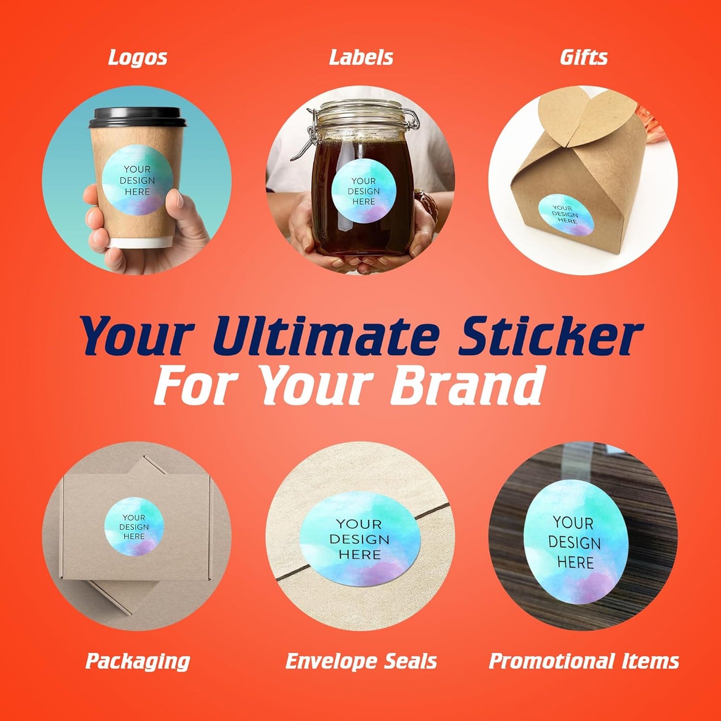 100 Custom Vinyl Stickers - Upload Your own Image, Text, Design, Logo - Personalized Logo Labels for Handmade, Packaging, Bottle, Jars, Candle, Brand Stickers (Sky Blue, 3x3)