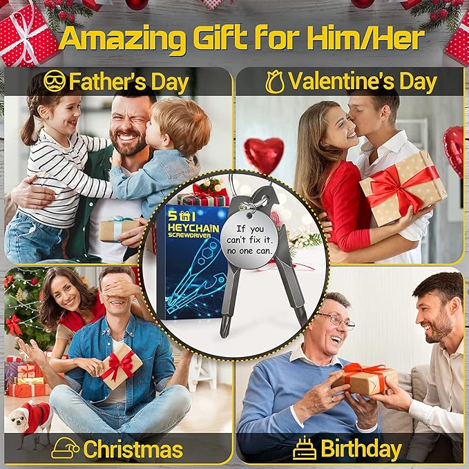 PASTACO Keychain Screwdriver Tool Christmas Gifts for Men, Cool Gadgets Stocking Stuffers for Him Dad Boyfriend Husband