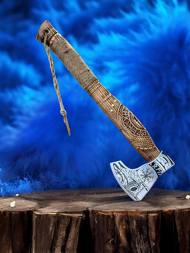 Viking Axe Set Hatchet, Throwing Axes, Hand Axe for Him! Woodworking Tools, Viking Gifts for Men, Camping Hatchet, Tomahawk, Bearded Axe Included by Hand Forger Hunting Crafts