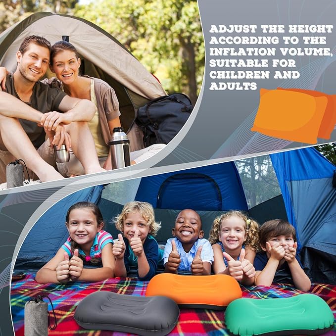 Yulejo 3 Pcs Inflatable Camping Travel Pillow Ultralight Inflating Pillows Lightweight Portable Backpacking Pillow for Neck Lumbar Support Camp Hiking Sleeping, 3 Colors