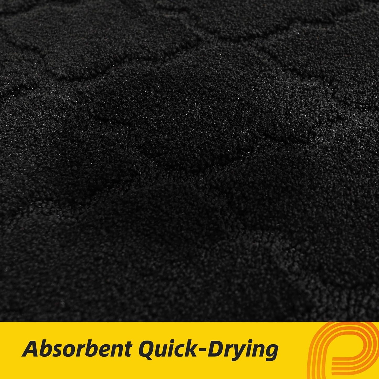 JSEI Kitchen Rugs, Non-Slip Kitchen Mats for Floor, Soft Washable Absorbent Kitchen Mats 2 Pieces, Kitchen Carpet Runner with TPR Backing, Polyester, 24”x36”+24”x60”, Black