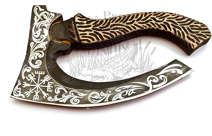 Hand Forged Viking Axe of Ragnor Lorthbrook- Battle Ready Viking Axe -with Ash Wood-Best Gift (Black(Pizza Cutter))