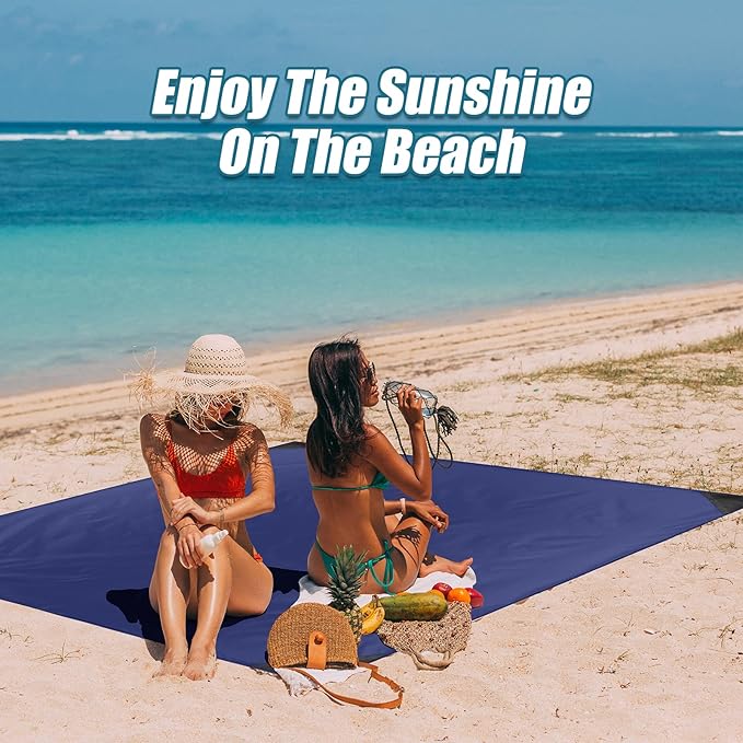 Odoland Beach Blanket Picnic Blanket, SandProof Waterproof Outdoor Pocket Blanket with Portable Bag, Foldable Lightweight Sand Free Quick Drying Beach Mat for Hiking Camping Picnics Travel Concert