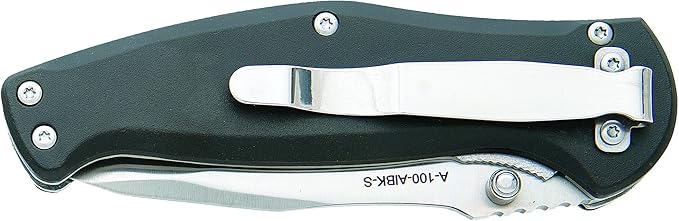 Bear & Son Cutlery A-100-AlBK-S Bear Swipe Aircraft Aluminum Handle/Satin Finish Blade Knife, 4", Black