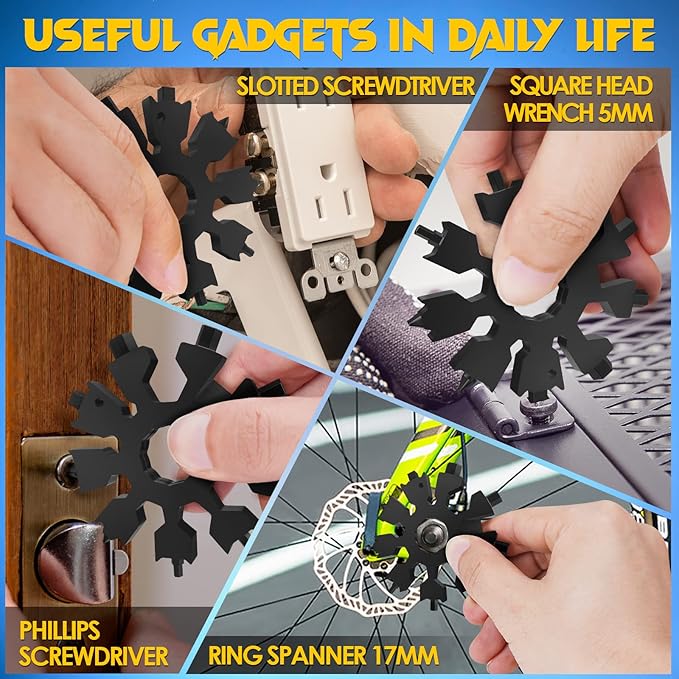 Stocking Stuffers for Men&women Snowflake Multitool-20in1 Tools Christmas Gifts for Men Dad, Pocket Size Mini Multi Tool Gadgets Gifts for Men Who Have Everything, Cool Stuff Screwdriver Bottle Opener