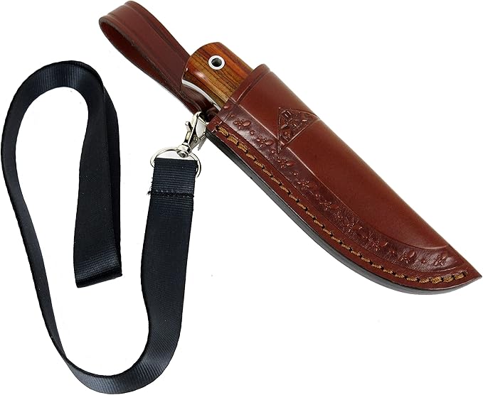 HOBBIT: Bushcraft Survival Hunting Tactical Neck Knife, Stainless Steel MV-58, Leather Sheath, Handmade