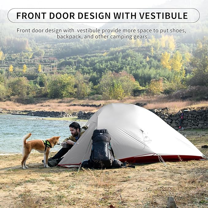 Naturehike Cloud-Up 2 Person Tent Lightweight Backpacking Tent with Footprint - Free Standing Ultralight Camping Hiking Backpack Tents Two Person Tent