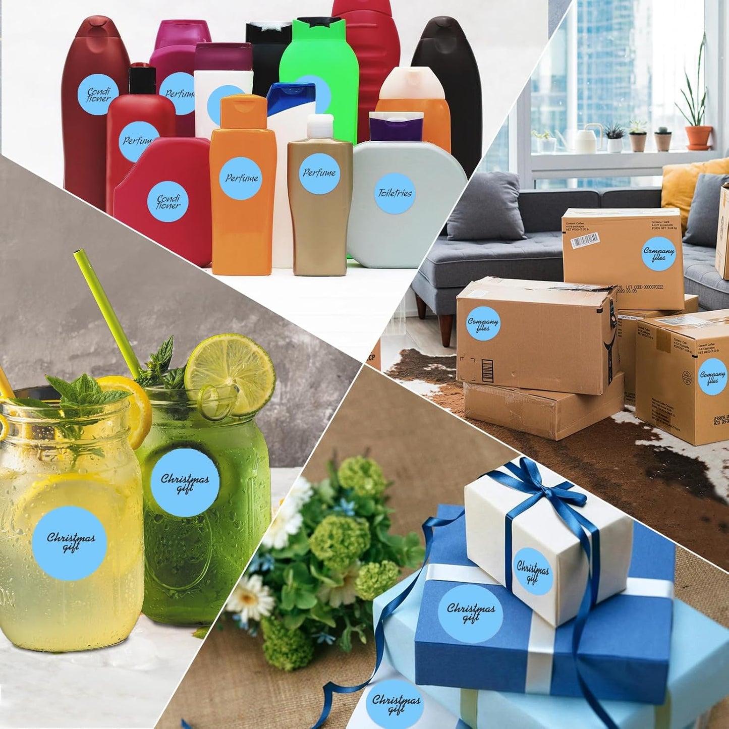 2 Inch Circle Thermal Sticker Labels, 2" Self-Adhesive Round Thermal Stickers for Business-750 Labels/1 Roll (Blue)