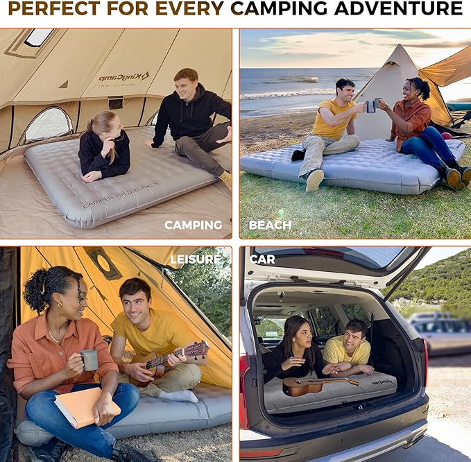KingCamp Self Inflating Sleeping Pad for Camping Ultra Thick Double Single Foam Mattress High R Value Camping Air Pad Mat, Multi Colors & Sizes