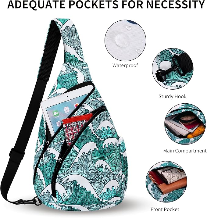HUA ANGEL Crossbody Sling Bag for Men & Women Lightweight Waterproof Chest Shoulder Bag for Travel Hiking & Everyday Use
