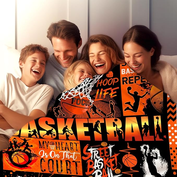 Basketball Blanket for Girls Boys Team,Super Warm Basketball Throw Blankets Bed Bedding Sofa Basketball Gifts for Adults Women Men Basketball Lovers 80"x60"