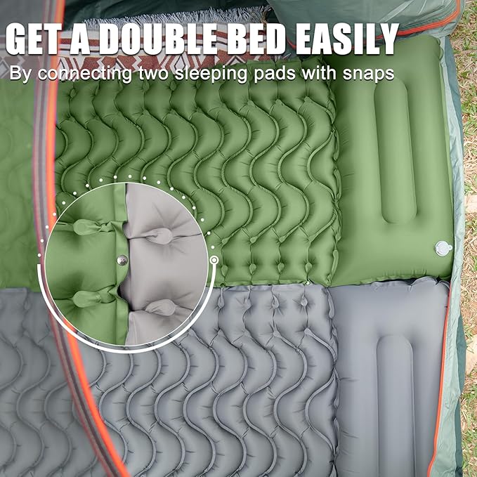 Sleeping Pad for Camping - Ultralight Inflatable Sleeping Mat with Pillow Built-in Foot Pump, Durable Compact Camping Air Mattress for Backpacking Hiking Tent Traveling