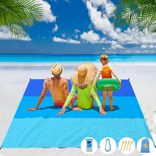 Beach Blanket Waterproof Sandproof 1-8 Adult Oversized 9'×10' Lightweight Durable Compact Sand Free Beach Mat for Travel Camping Hiking Picnic Blanket