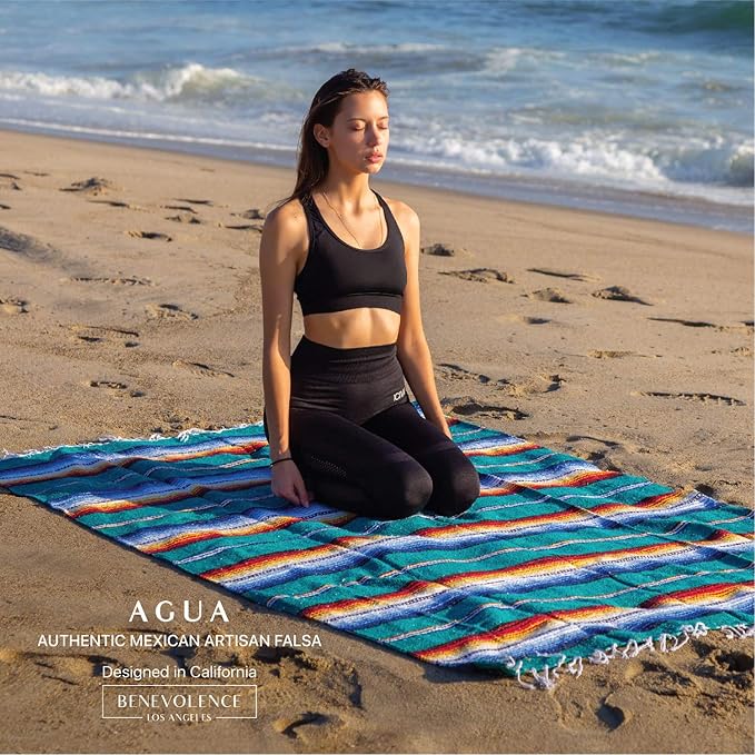 Premium Mexican Blanket, Authentic Hand Woven Falsa Blanket & Yoga Blanket | Made by Traditional Mexican Artisans, Perfect Saddle Blanket, Beach Blanket, Picnic Blanket, Car Blanket, Outdoor Blanket