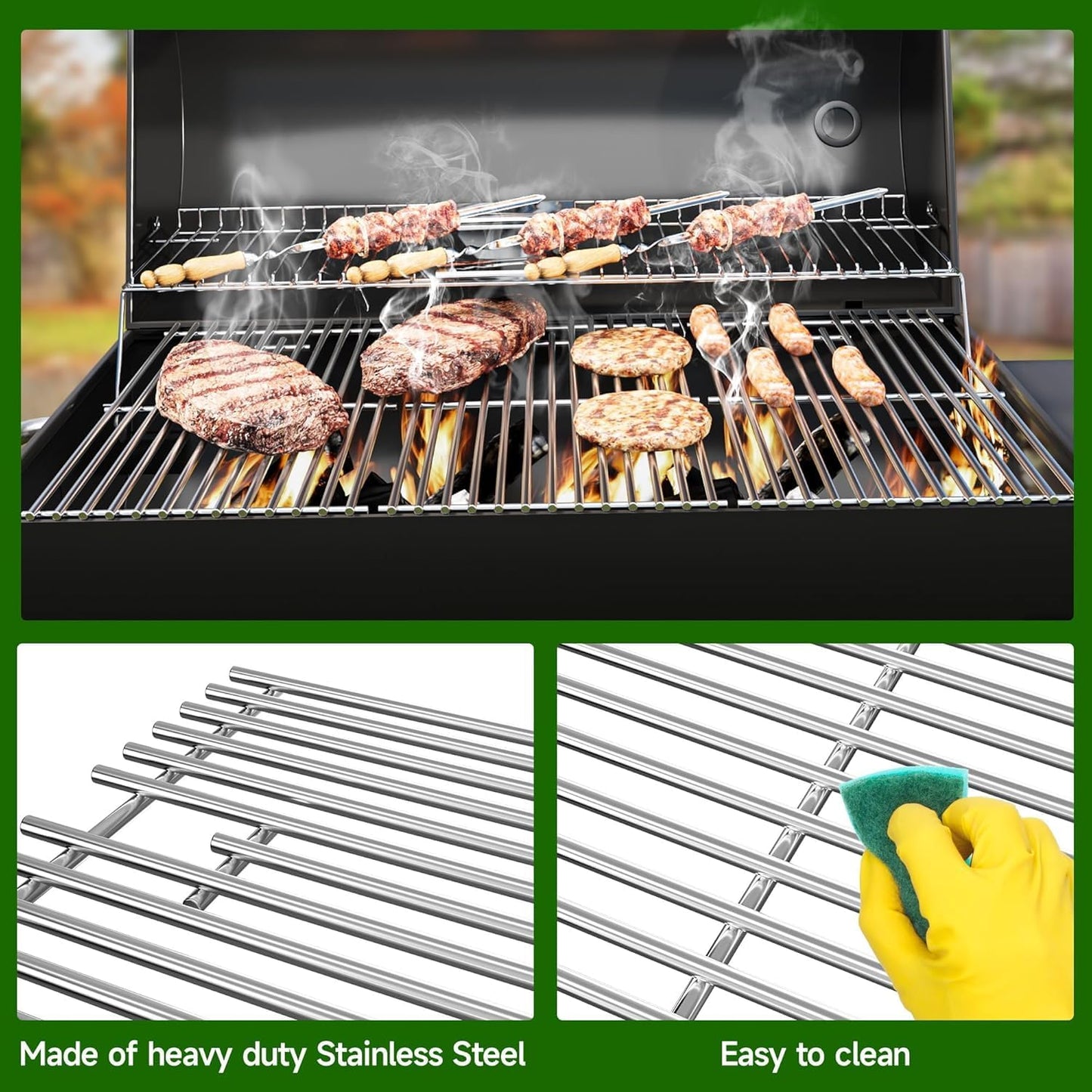 19 3/4" Stainless Steel Cooking Grates Replacement for Chargriller 2121, 2123, 2222, 2828, 3001, 3030, 3725, 4000, 5050, 5252