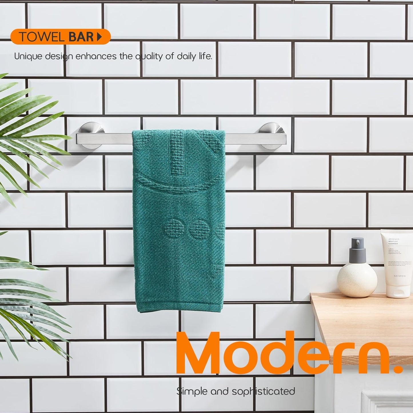 12 Inch Bathroom Towel Bar Bath Towel Rack Kitchen Towel Holder Towel Ring Wall Mounted SUS304 Stainless Steel 2 Pack Brushed Nickel AN4001BR-L12-P2