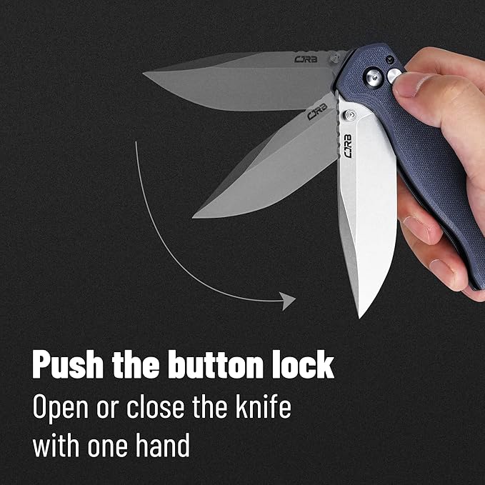 CJRB CUTLERY Folding Pocket Knife Chord(J1927) Flipper Button Lock EDC Gentleman Knife with AR-RPM9 Steel Blade and Gray Blue G10 Handle Foldable Outdoor Carry for Men Women Gift