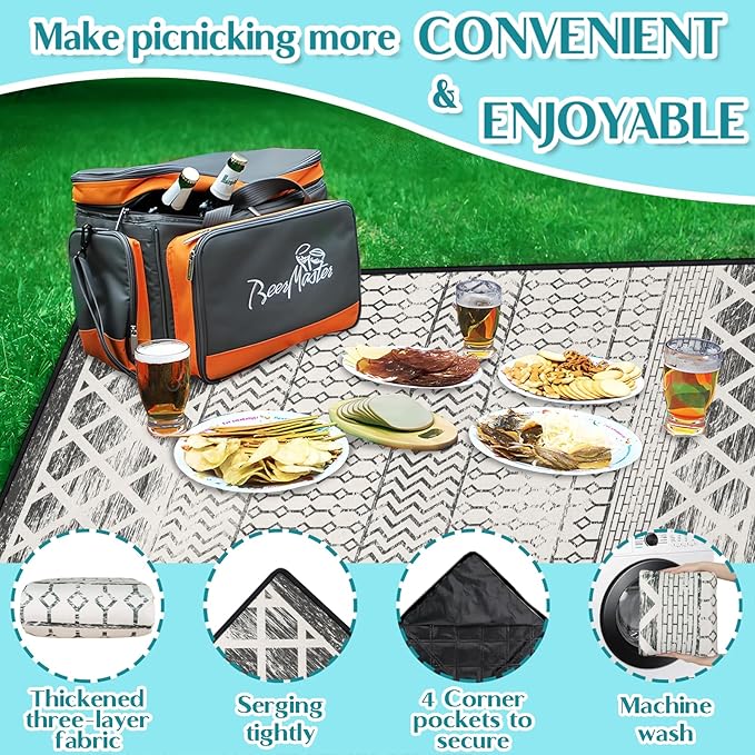 Boho Picnic Blanket Waterproof Foldable Extra Large Picnic Mat Beach Blanket 60"x80" for Camping Beach Hiking Patio Party Outdoor Decor Gifts