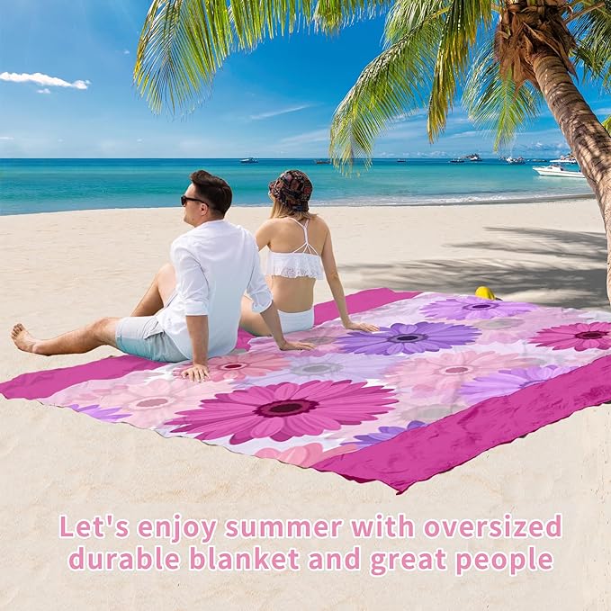BYDOLL Beach Blanket Sandproof Waterproof 78''×81'' 1-4 Adults Compact Lightweight Oversized Beach Blanket Large Picnic Mat Beach Blanket for Travel Camping Hiking Picnic