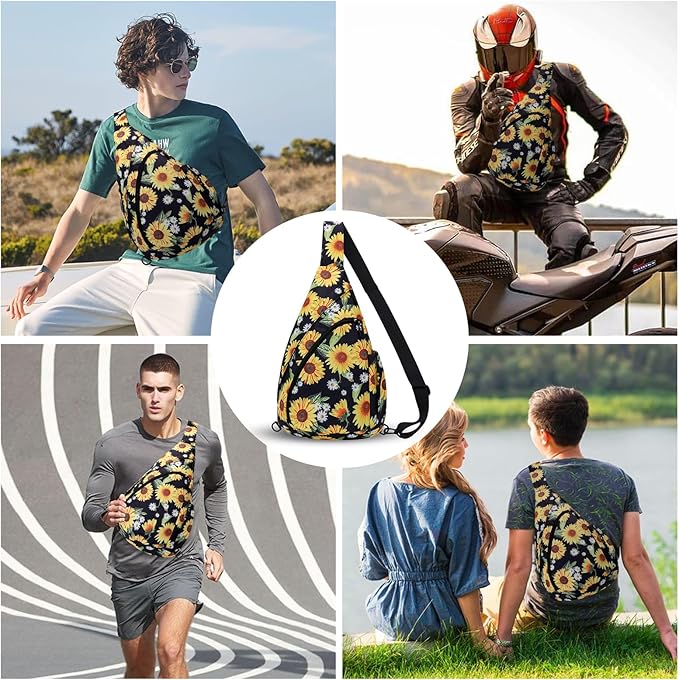 HUA ANGEL Crossbody Sling Bag for Men & Women Lightweight Waterproof Chest Shoulder Bag for Travel Hiking & Everyday Use
