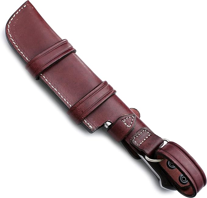 GCS Handmade Outdoor Tanto Knife with Black G10 Handle D2 Tool Steel - Extra Sharp Survival Tactical Hunting Fixed Blade Knife Cow Hide Sheath GCS215