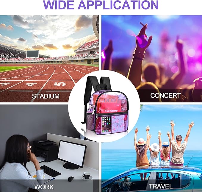 USPECLARE Clear Backpack for Stadium Approved 12×6×12, Water proof Clear Bag for Stadium Events and Concert Work Sport Event