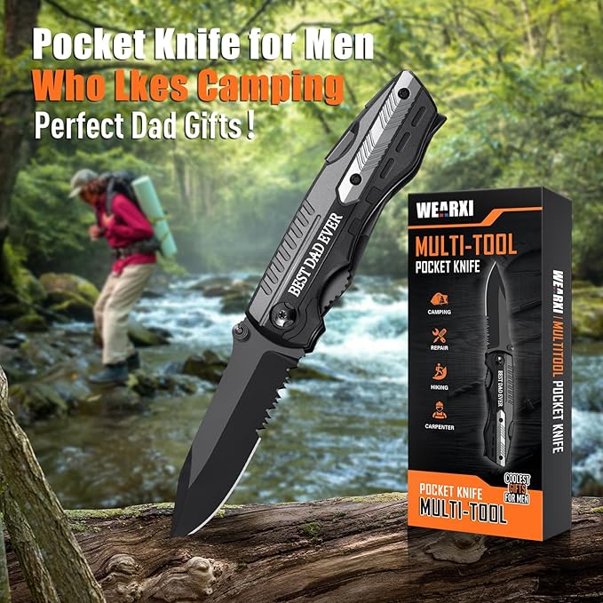 WEARXI Gifts for Dad, Stocking Stuffers Gifts for Men, Multitool Pocket Knife Dad Gifts, Gifts for Men Who Have Everything, Birthday Gifts for Men, Mens Gifts for Christmas (Dad Gifts Special Version)