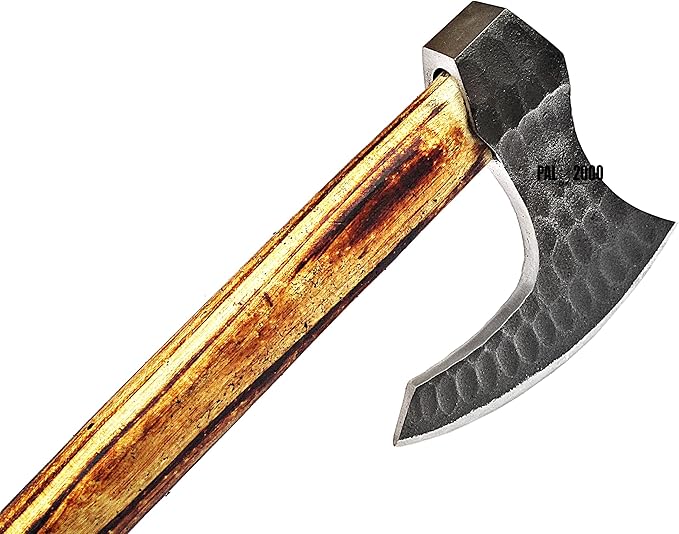 AX-2038 Custom Handmade Viking Hatchet Axe Carbon Steel Head Bearded Camping Tomahawk Battle Ax with Sheath