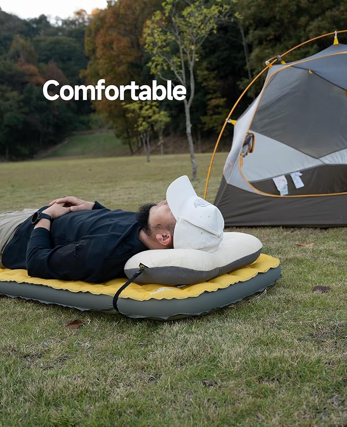 iClimb Ultralight Compact Camping Pillow with Removable Cover Inflatable Travel Air Pillow (Grey)