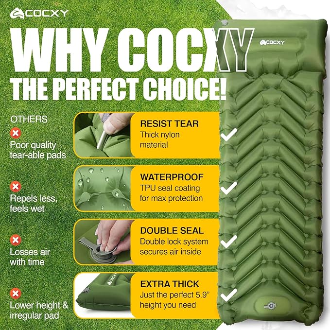 Sleeping Pad Ultralight Inflatable Sleeping Mat with Pillow & Built-in Foot Pump, Self Inflating Sleeping pad Waterproof - Ultimate for Camping, Traveling, Backpacking, Tents,Airpad