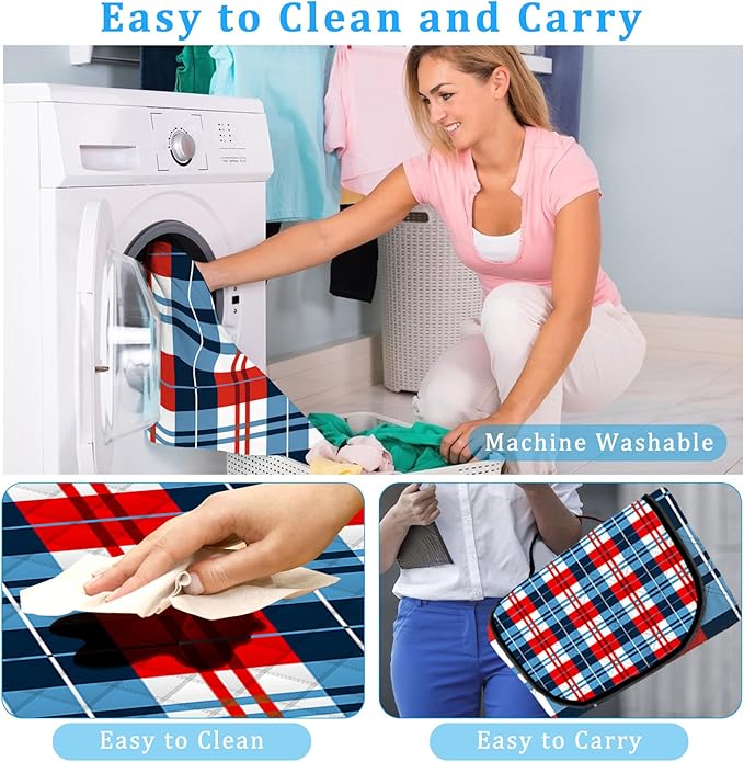 Portable Waterproof Picnic Blanket,Picnic Blankets Extra Large Outdoor 80"x80", Machine Washable, Extra Large Picnic Mat for Grass Concert, Park, Lawn,Travel,Blue Red White Gingham