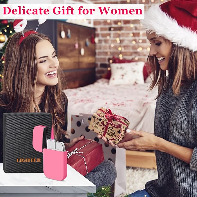 Pink Flame Torch Lighter, Cute Pink Lighter,Refillable Butane Lighter, Windproof torch Lighter for Outdoor Camping BBQ Candle,Nice Gift for Girls,Women on Birthday,Anniversary (1 Pack,without Butane)