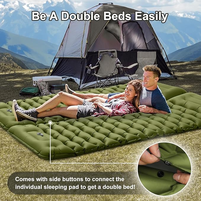 Sleeping Pad, 50D Ultralight Inflatable Camping Mat with Pillow Built-in Foot Pump Sleeping Mat Waterproof Portable and Compact Camping Mattress for Backpacking/Hiking/Traveling/Tent/Road Trip