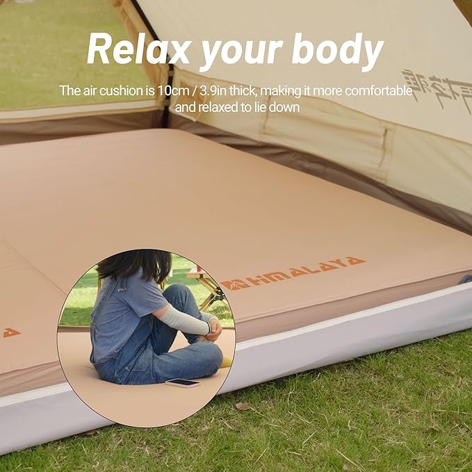 Self Inflating Sleeping Pad - 3.9" Thick Memory Foam for 2 Person - 4 Seasons Portable Lightweight Sleeping Mats for Camping Camping Mattress Pad for Backpacking Hiking Camping Essentials (Double)