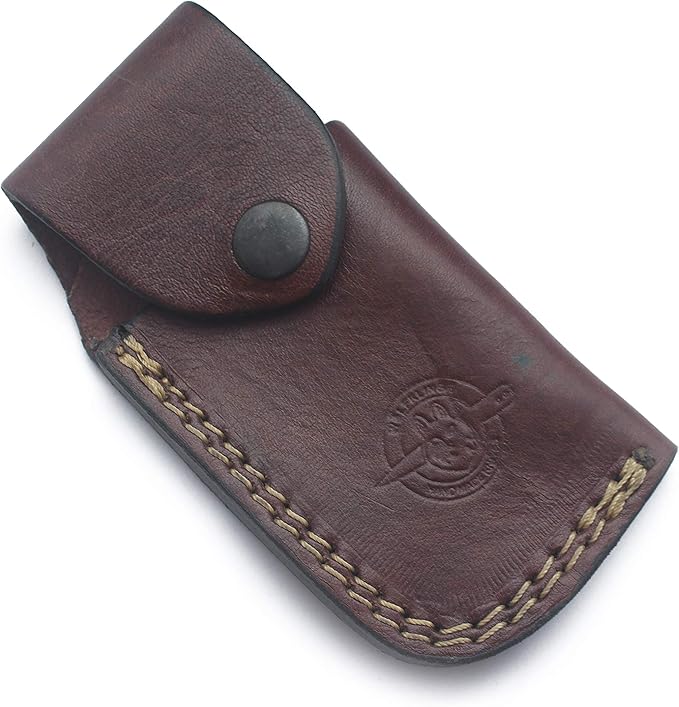 Handmade Damascus Folding Pocket Bowie Knife For EDC,Hunting,Survival,Camping,Fishing Skinning and Bushcraft with Full Tang Micarta Handel and Cowhide-Leather Sheath For Men and Women - DCF21-25