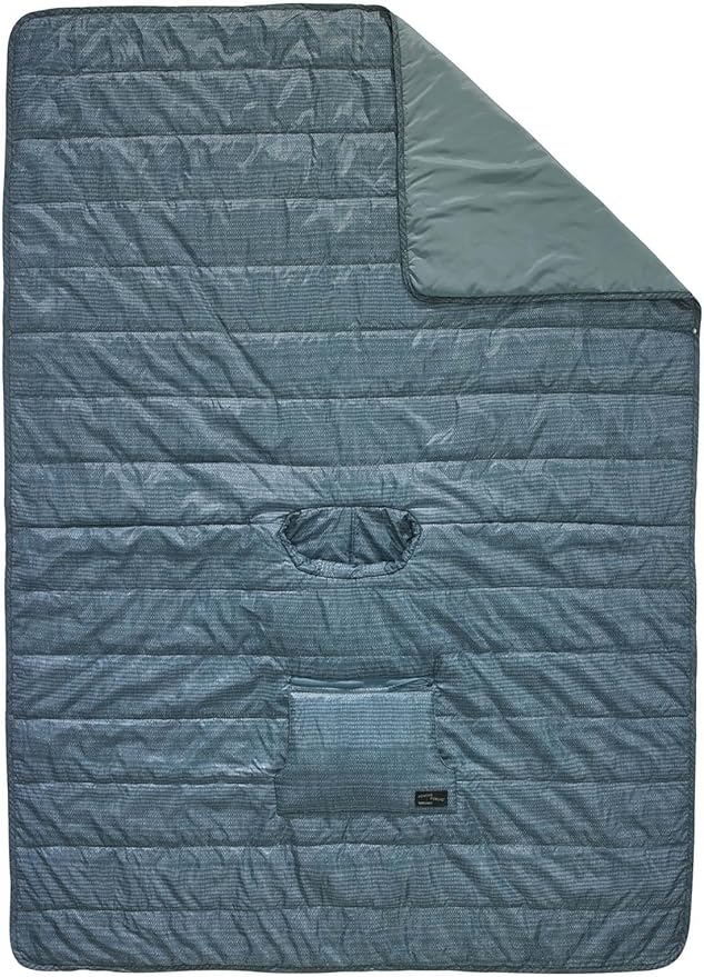 Therm-a-Rest Honcho Poncho Wearable Hoodie Blanket, Blue Woven Print