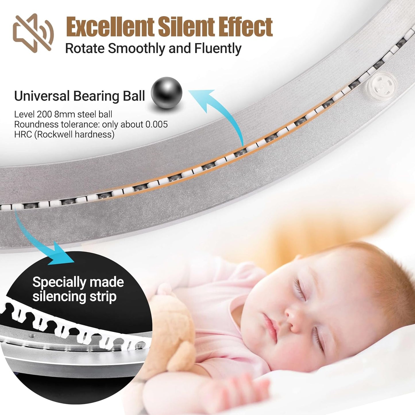 18 Inch Lazy Susan Heavy-Duty Aluminium Alloy Rotating Bearing Lazy Susan Hardware- Mute Bearing Turntable Ring Hardware for Dining and DIY Furniture (Capacity up to 550lb)