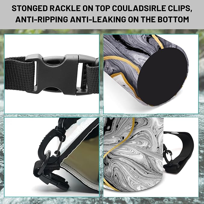 Waterproof Dry Bag,Roll Top Marble Small Waterproof Backpack 5L/10L/20L Floating and Lightweight Bags for Kayaking, Boating, Fishing, Swimming and Camping