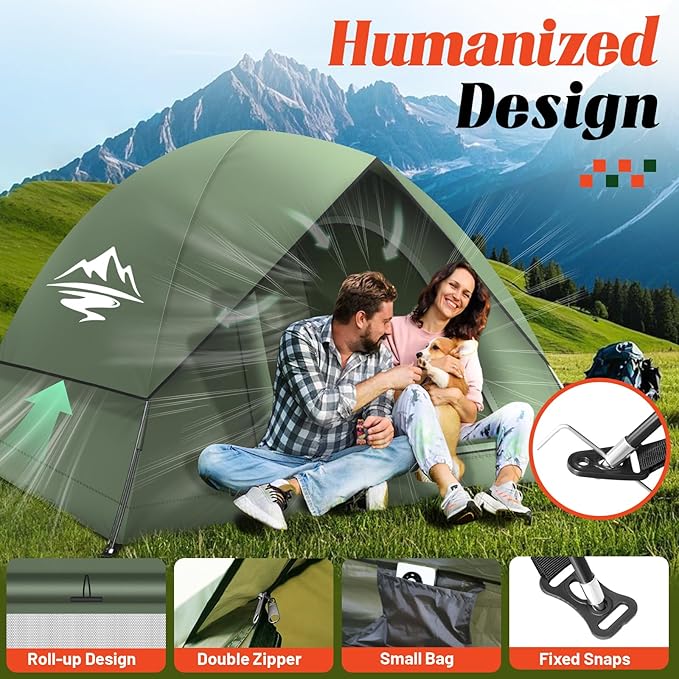 Tents for Camping 3-4 Person with Rainfly, Camping Tents 100% Waterproof Windproof, Not Crowded for 2 Person Camping Tent, Outdoor Dome Tent Easy Setup, Backpacking Tent for Adventure Backyard