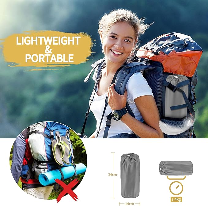 ONTYZZ Double Ultralight Inflatable Sleeping Mat 2 Person Camping Sleeping Pad Waterproof Sleeping Pad Built-in Foot Pump for Camping, Grey