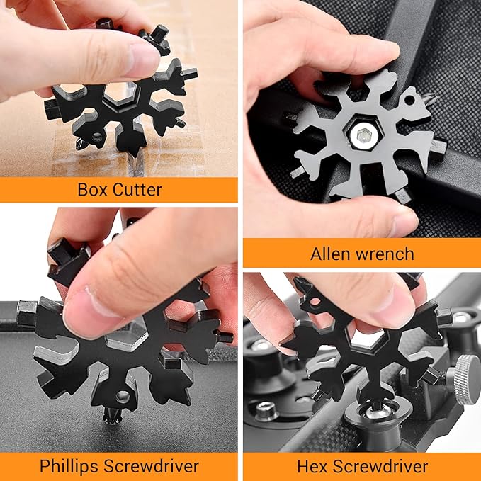Stocking Stuffers for Men Adults, Gifts for Men 18 in 1 Snowflake Multitool, Mens Gifts for Christmas, Cool Gadgets for Men, Christmas Gifts for Men Unique, Dad Gifts for Men Who Have Everything