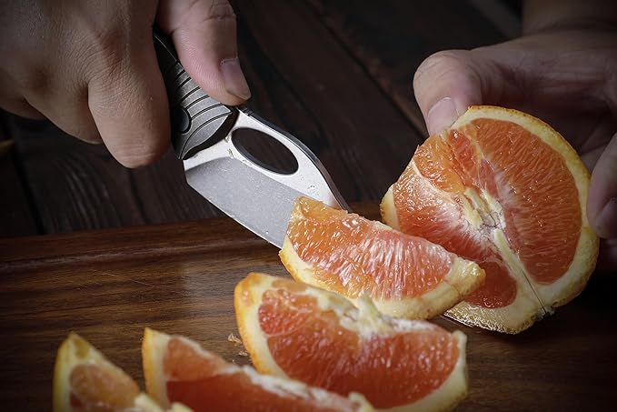 Knife Amuse-C04 Thumb Hole Knife,3.85" M390 Steel Blade Stonewashed,6AL4V Titanium Handle,Frame Lock Folding Knife,Titanium Pocket Clip(Bronze)