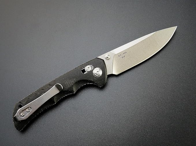 Sitivien ST110 Folding Knife, D2 Blade and Micarta Handle Pocket Knife, EDC Tool Knife with Pocket Clip for Outdoor Camping Hiking Survival(Black) …