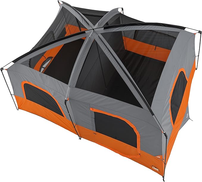CORE Tent for Family Camping | 10 Person / 11 Person / 12 Person Large Multi Room Cabin Tents for Car Camping & Outdoor Adventures